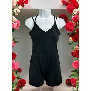 All in Motion Black Athletic Bodysuit Short Sz M Strappy Seamless Jumpsuit